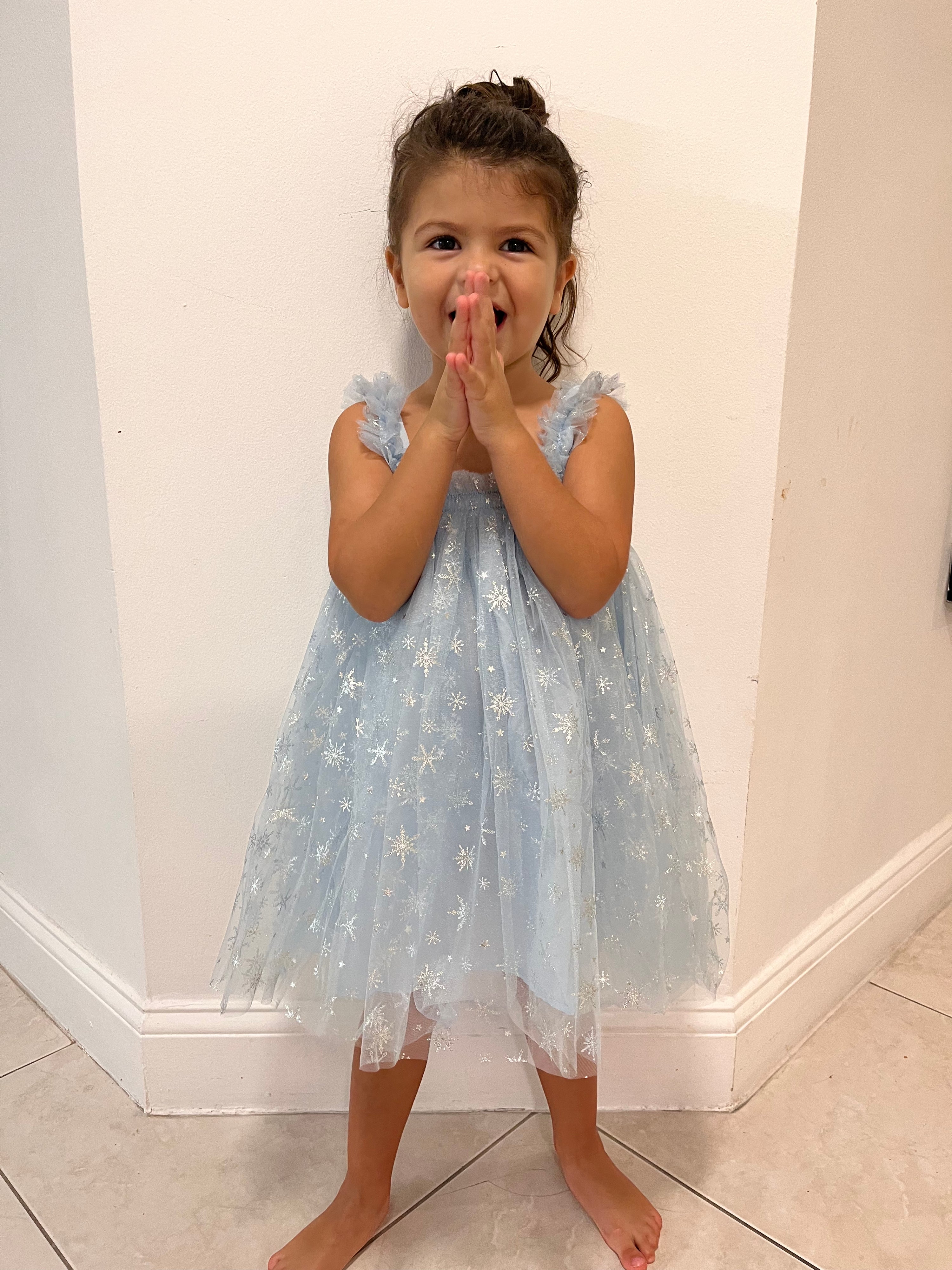 32 - Blue Baby Dress with Snowflakes