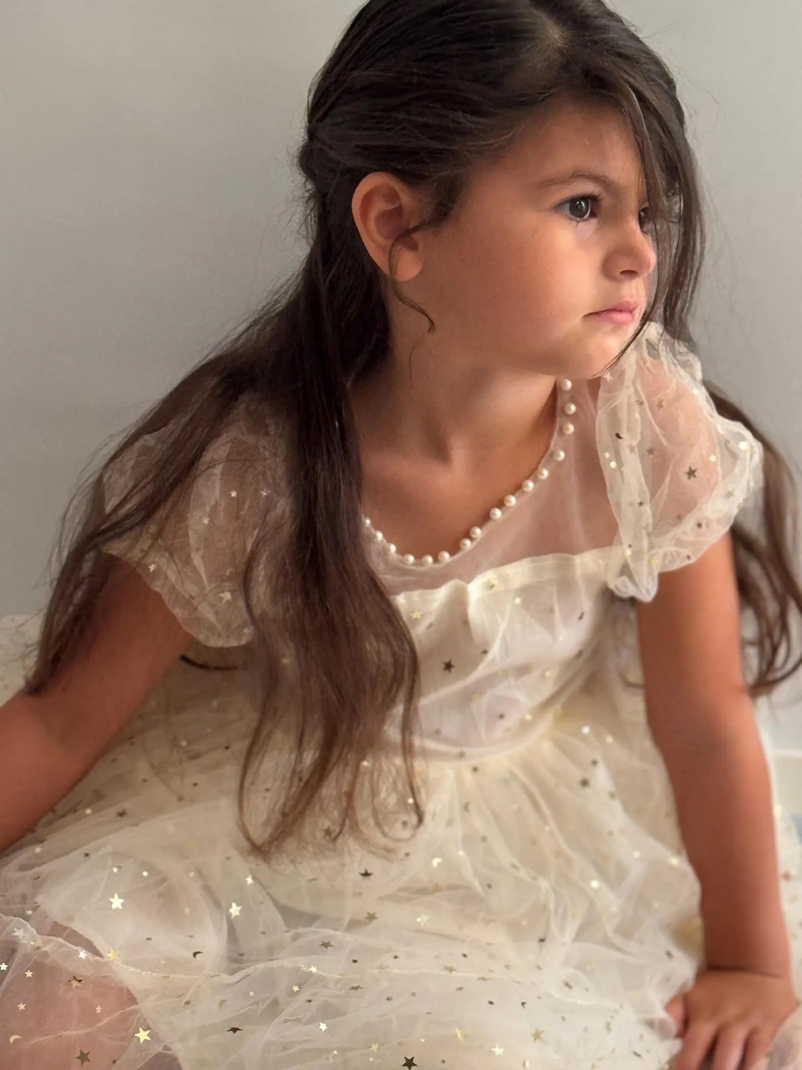 46 - Gold Baby Tulle Dress with Sparkly Stars and Moons