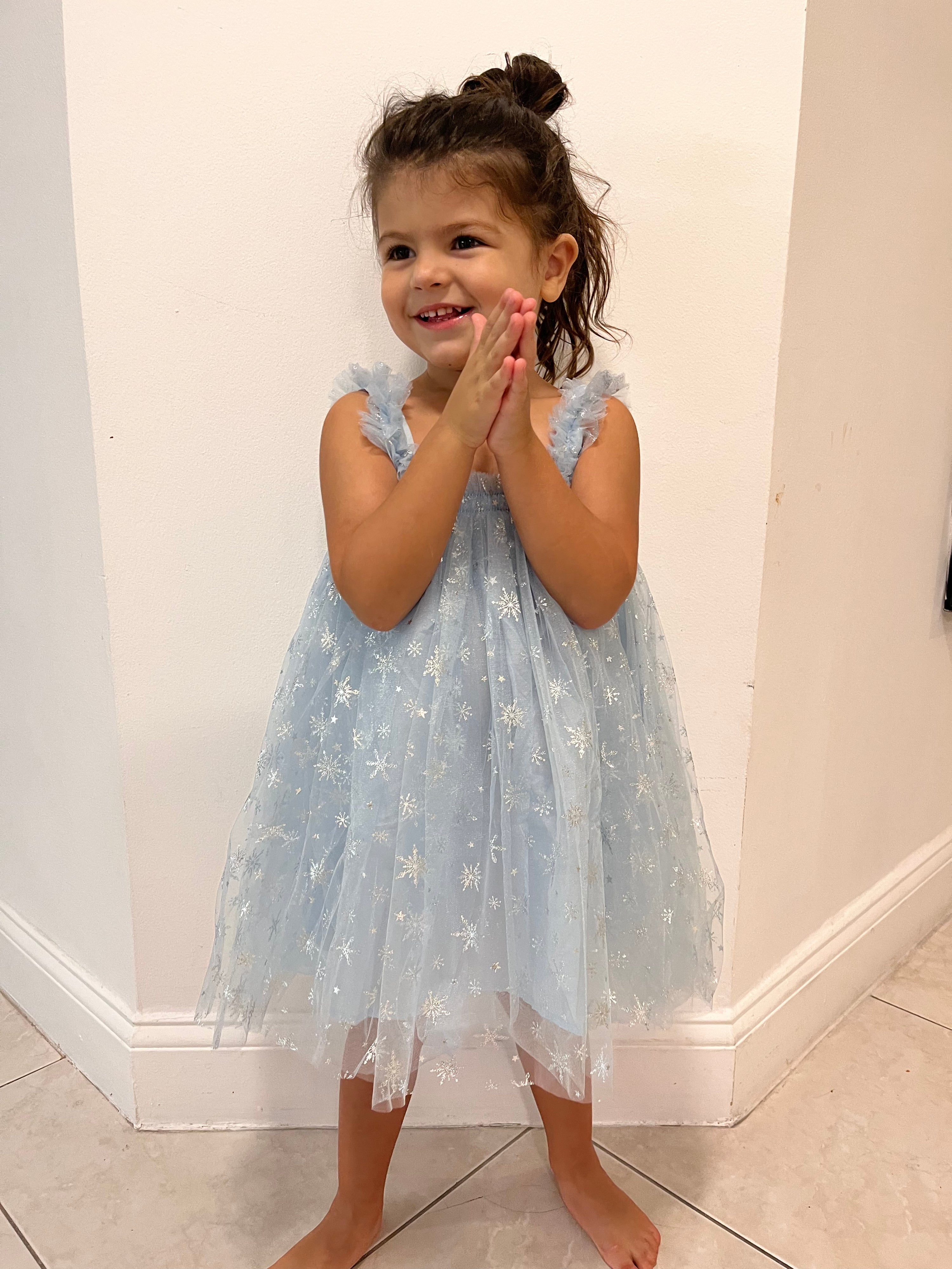 32 - Blue Baby Dress with Snowflakes