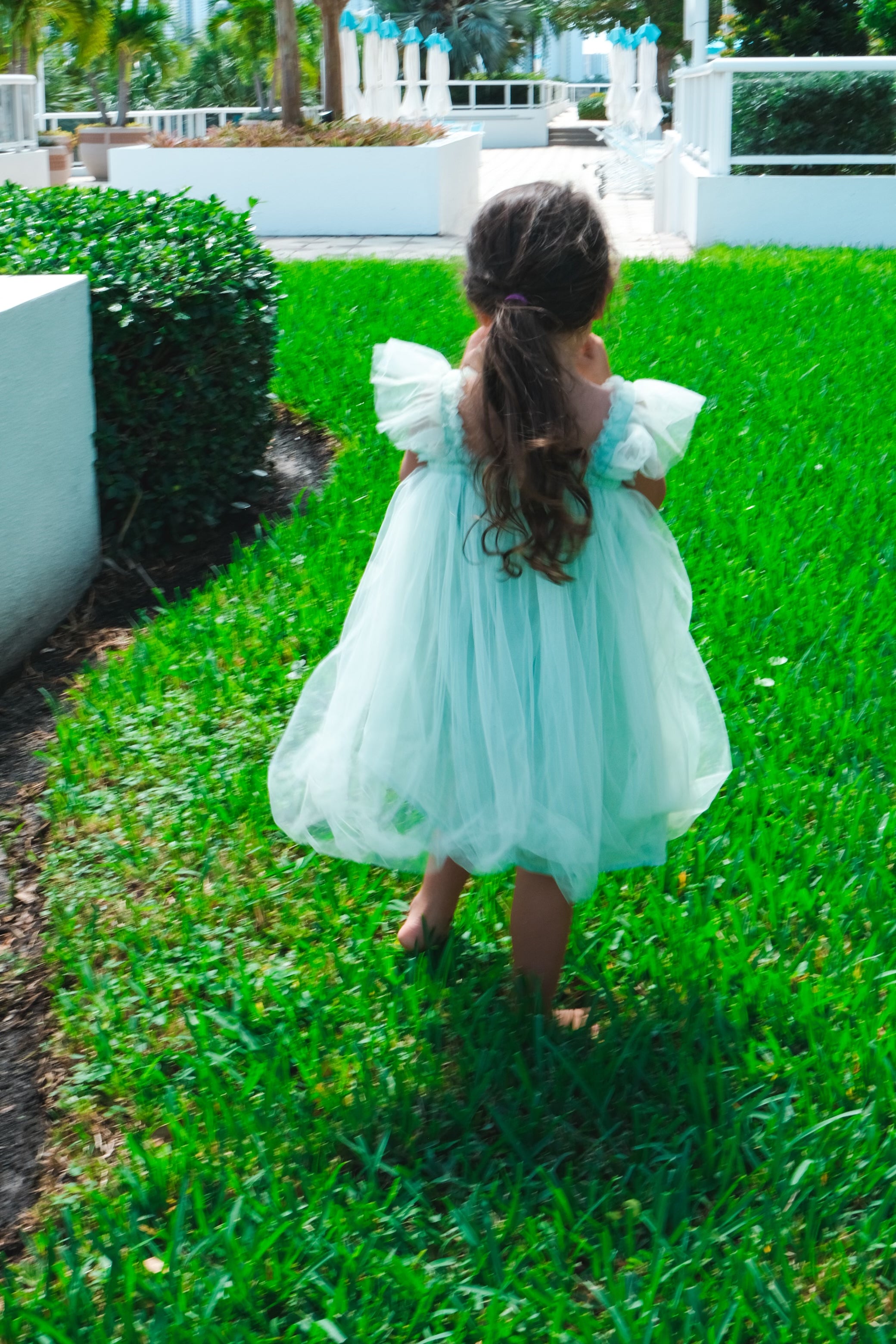 103 - Plain Sage Green Ruffle Sleeves Dress