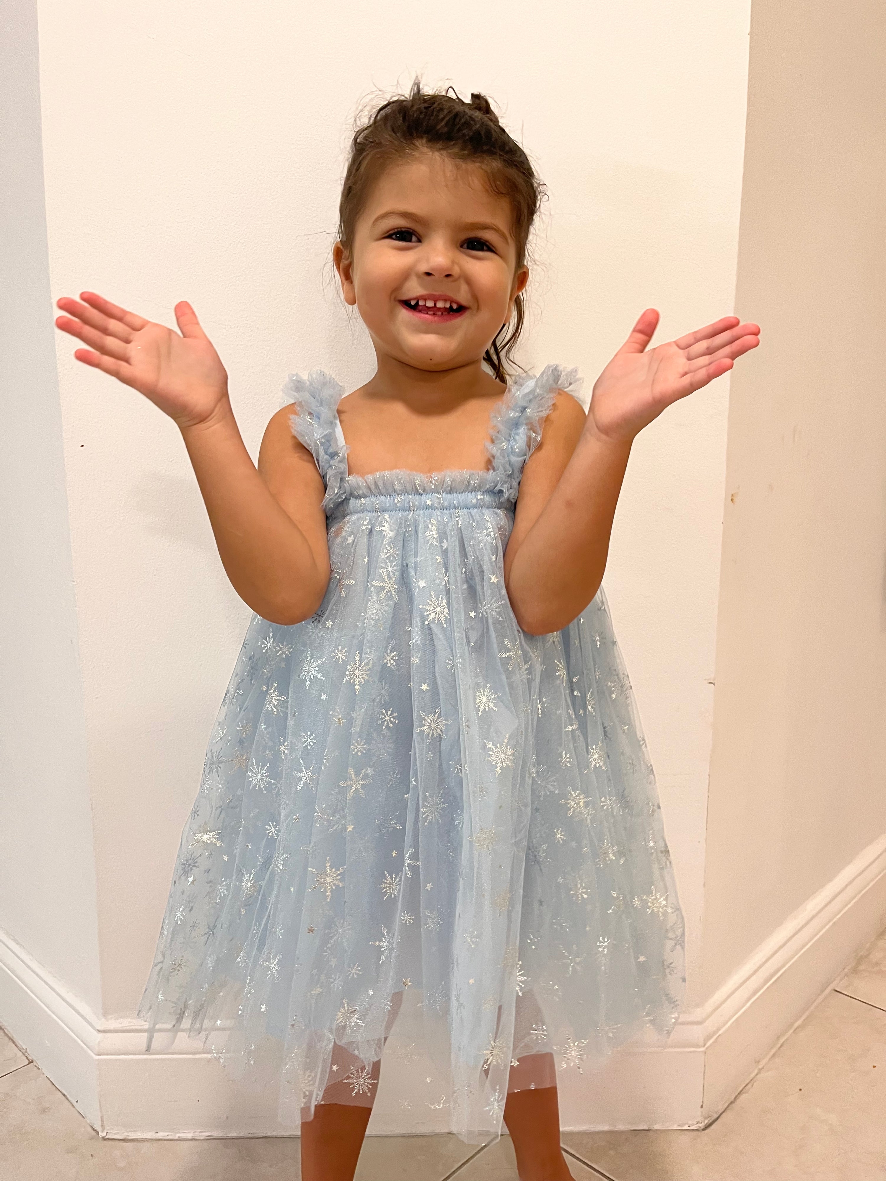32 - Blue Baby Dress with Snowflakes