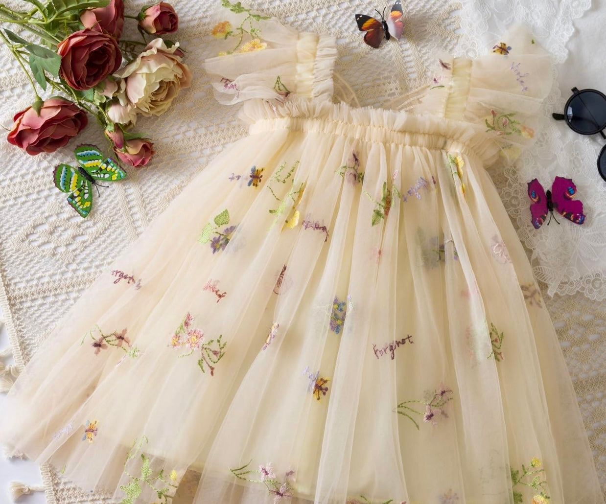 04 - Champagne Flower and Butterfly Dress