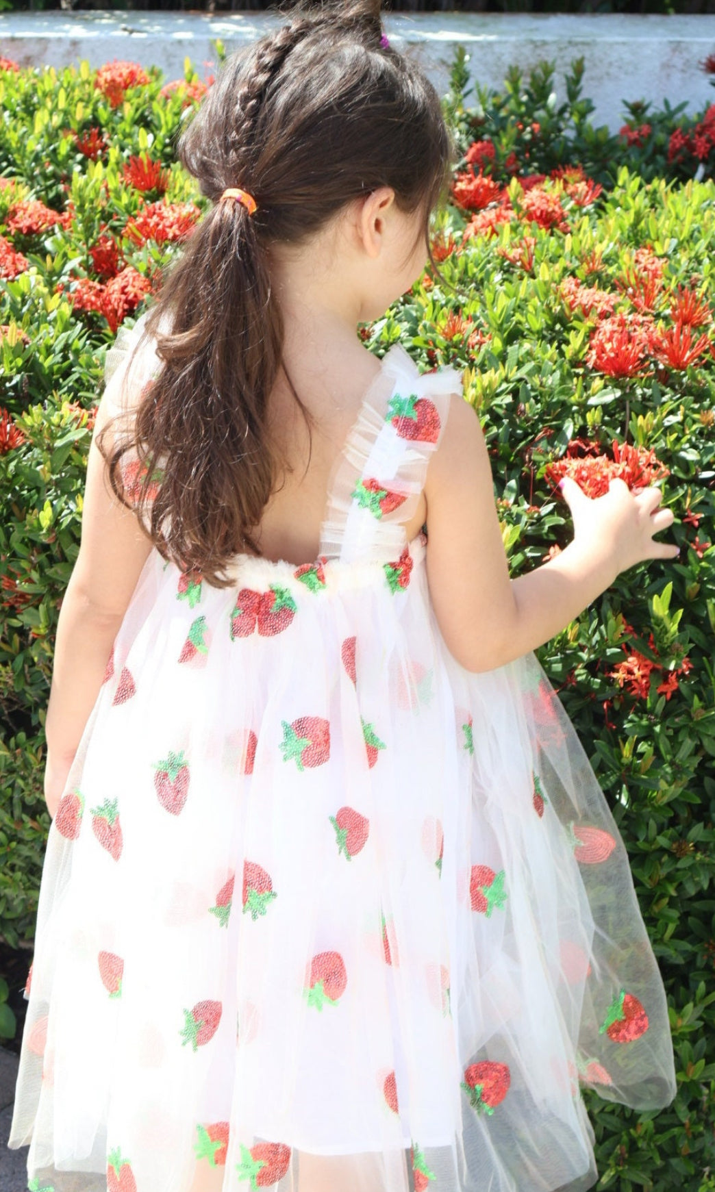 38 - White Dress with Sequins Strawberry Tulle