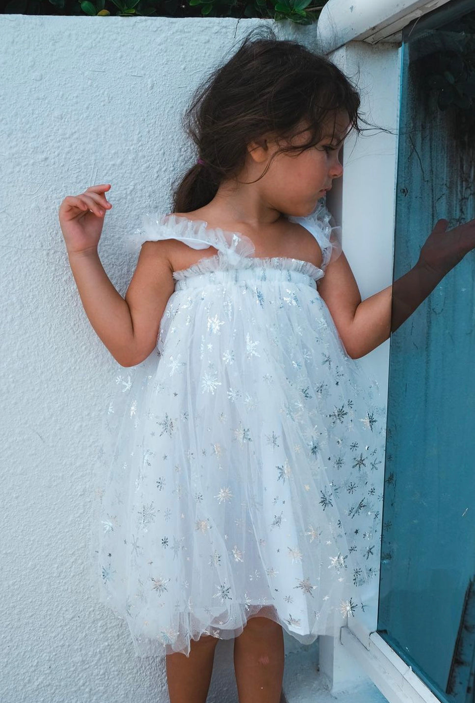 31 - White Dress with silver Snowflakes