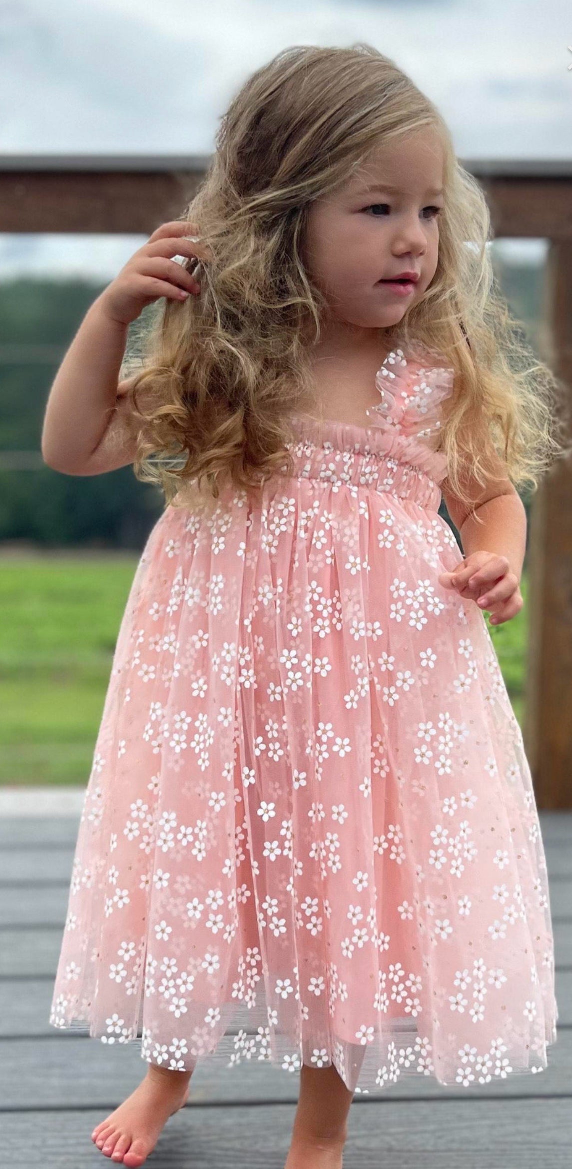 06 - Pink Tulle Dress with Golden Daisies