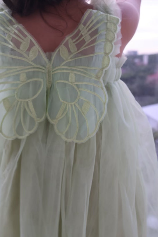 27 - Butterfly wing Fairy Dress Sage Green