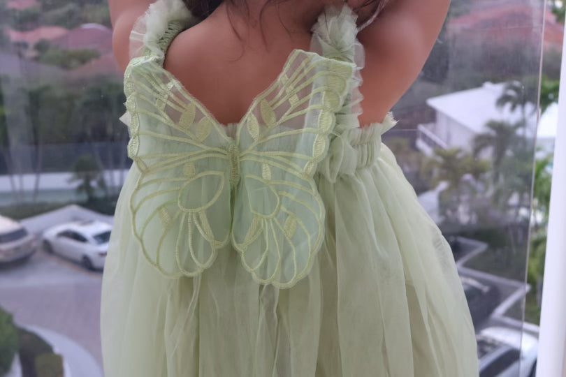 27 - Butterfly wing Fairy Dress Sage Green