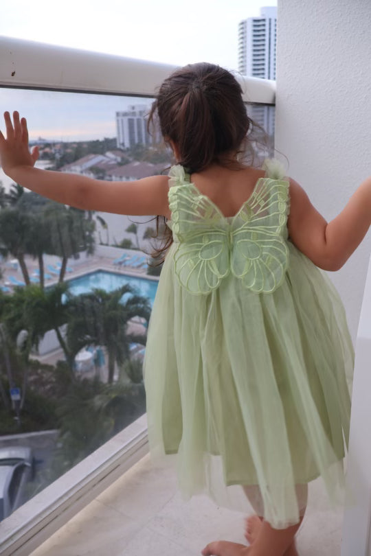 27 - Butterfly wing Fairy Dress Sage Green