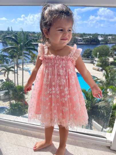 06 - Pink Tulle Dress with Golden Daisies