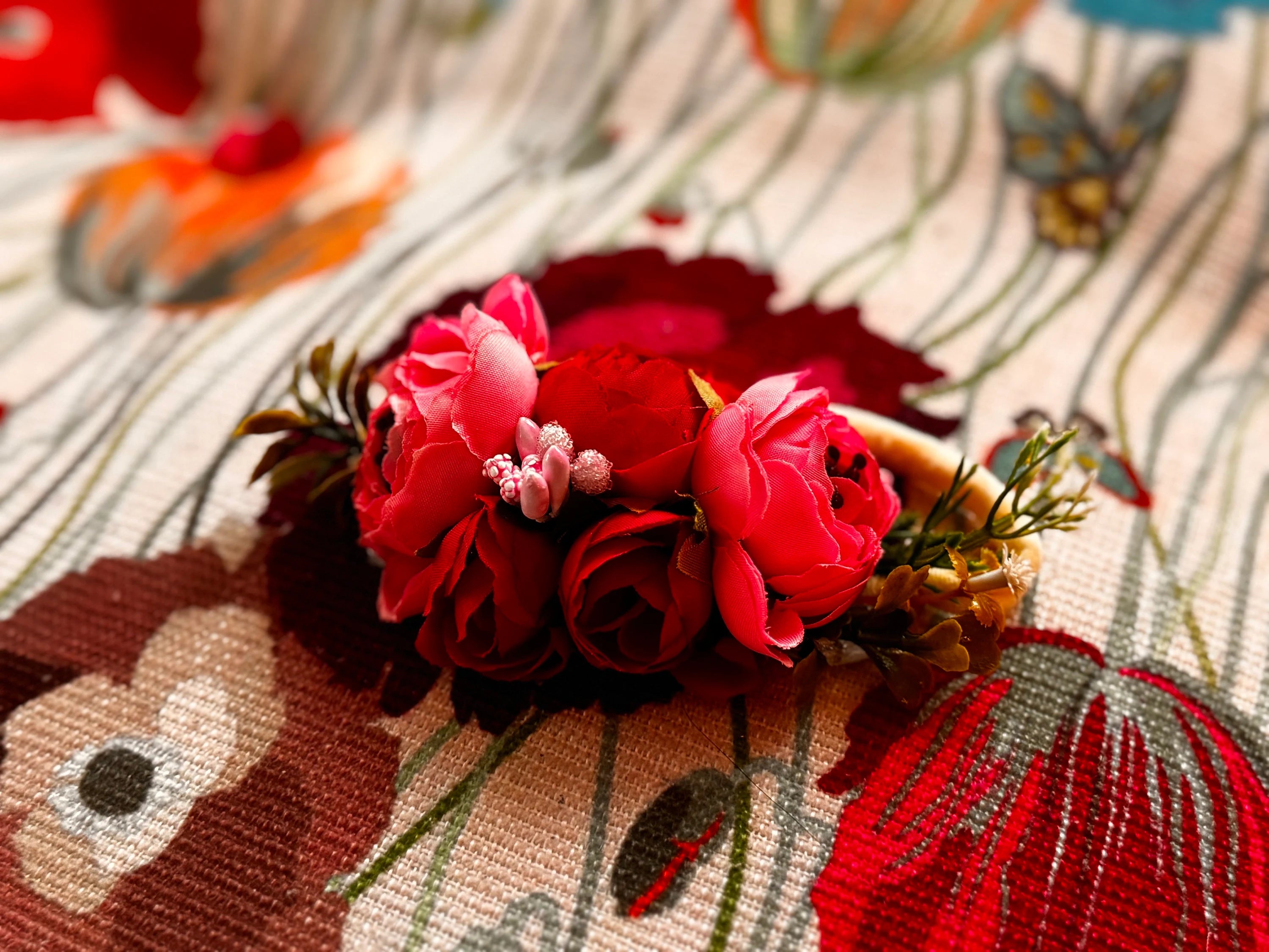 Headband - Oversized Pink and Red Flowers - Fit All