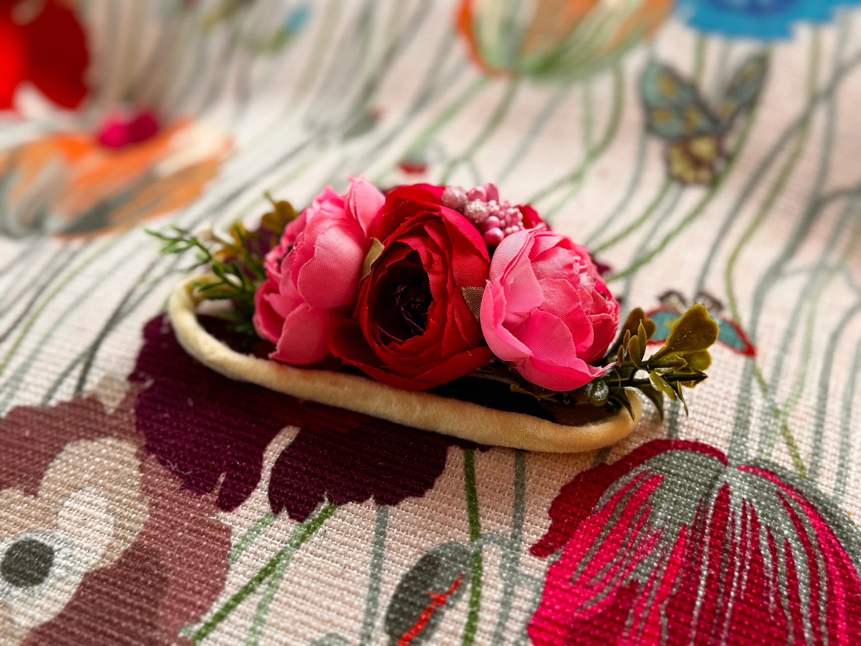 Headband - Oversized Pink and Red Flowers - Fit All