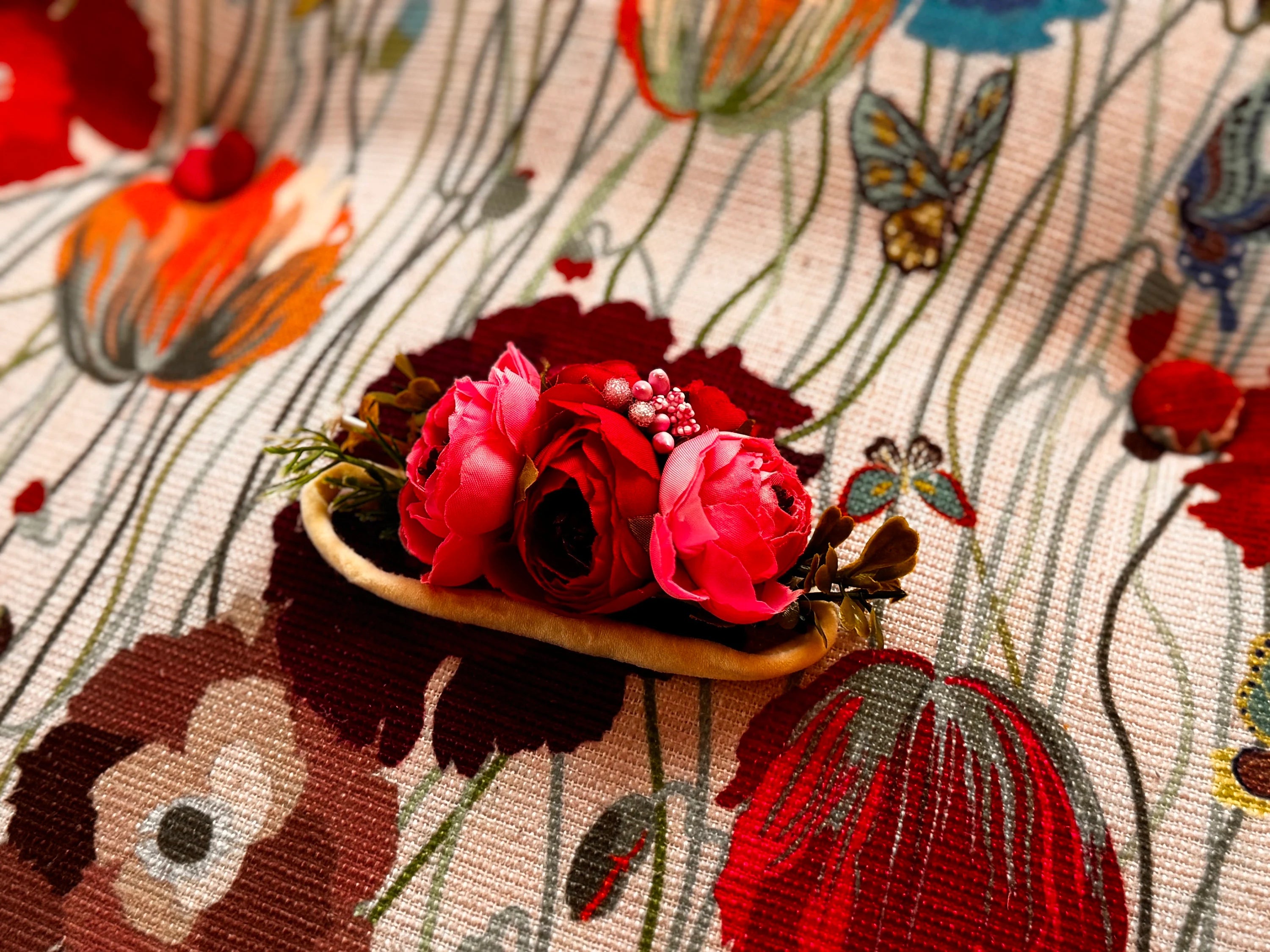 Headband - Oversized Pink and Red Flowers - Fit All