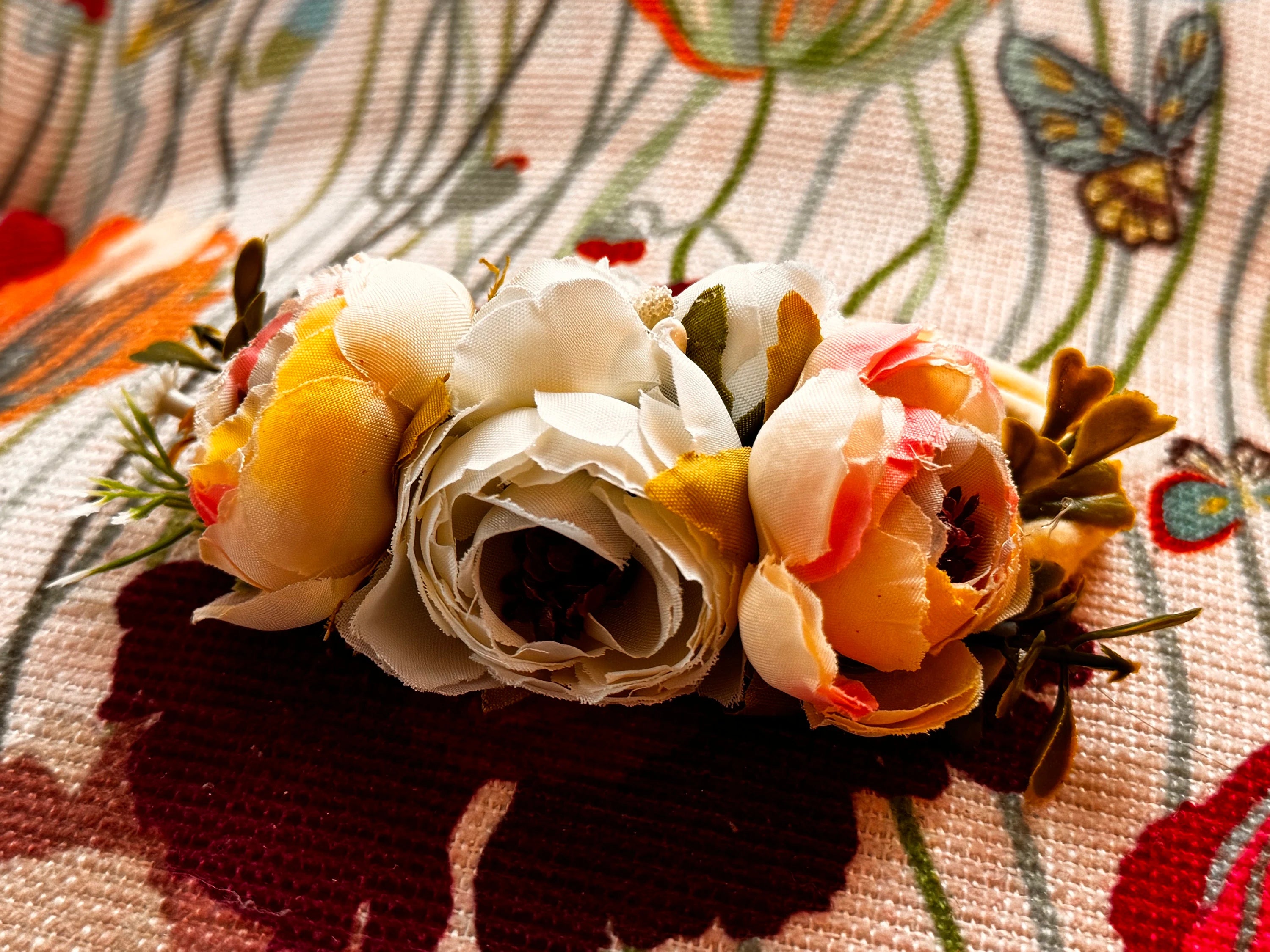 Headband - Oversized White and Pink Flowers - Fit All