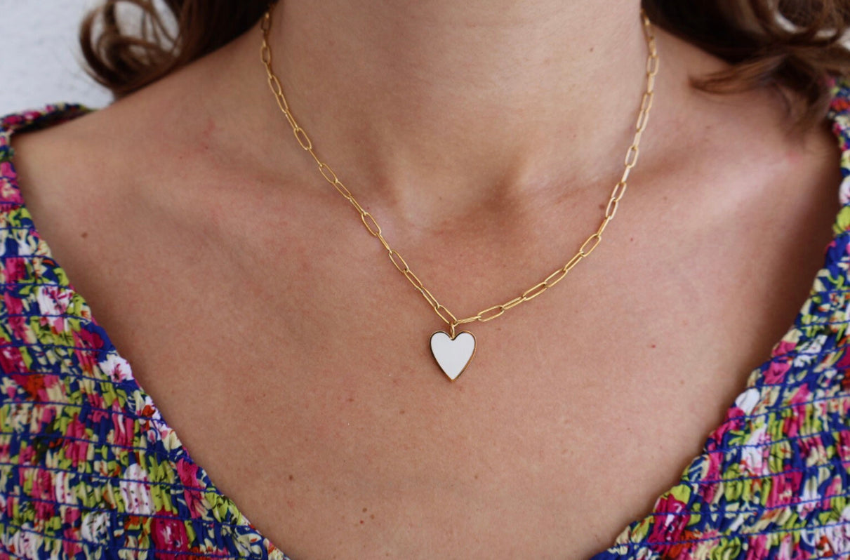 White Heart Necklace