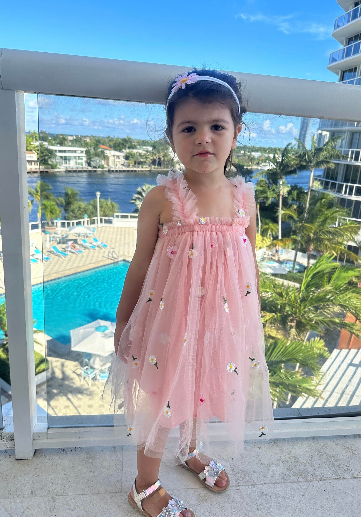 18 - Pink Tulle Dress with Embroided Flowers