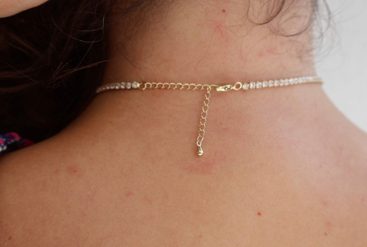 White Tennis Necklace Zirconia Stones