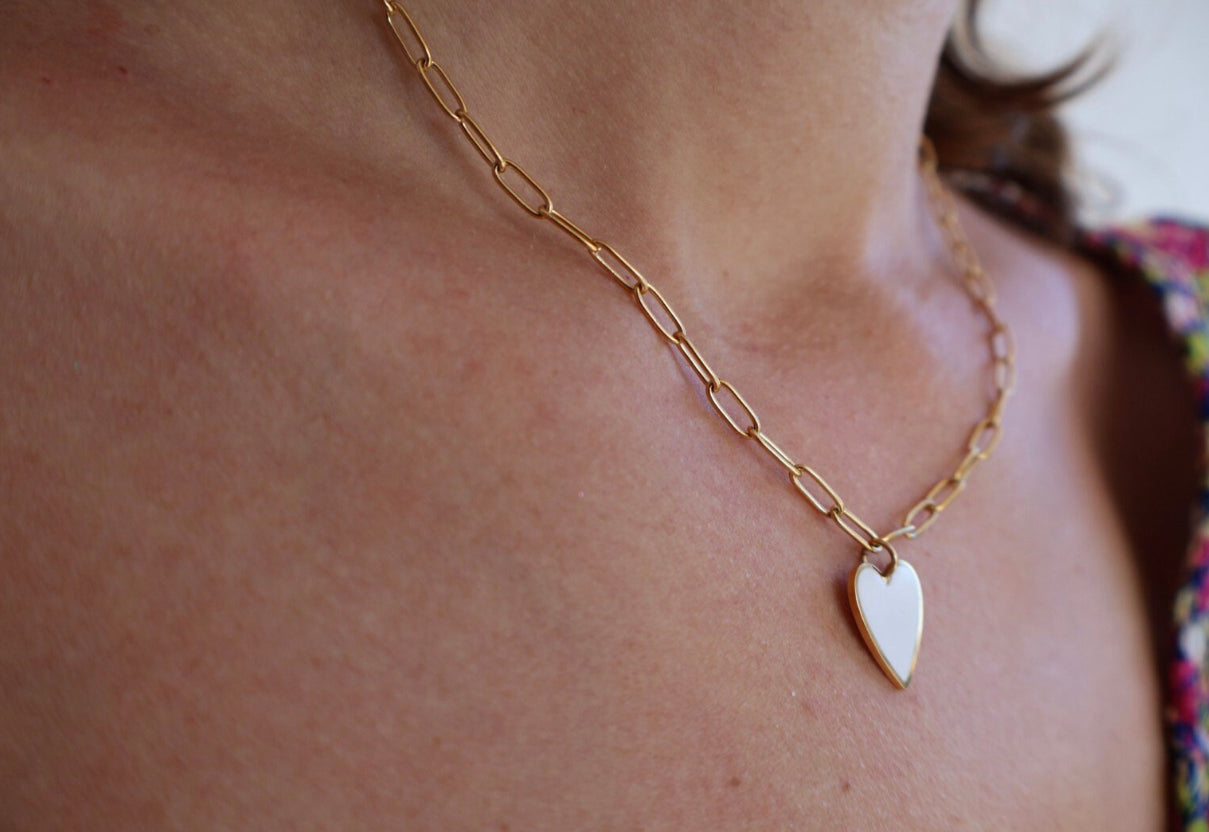 White Heart Necklace