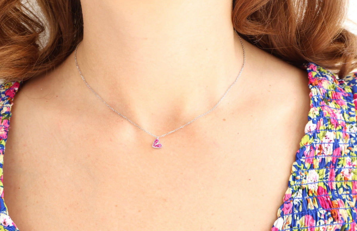Cubic Zircon Heart necklace Stainless Steel