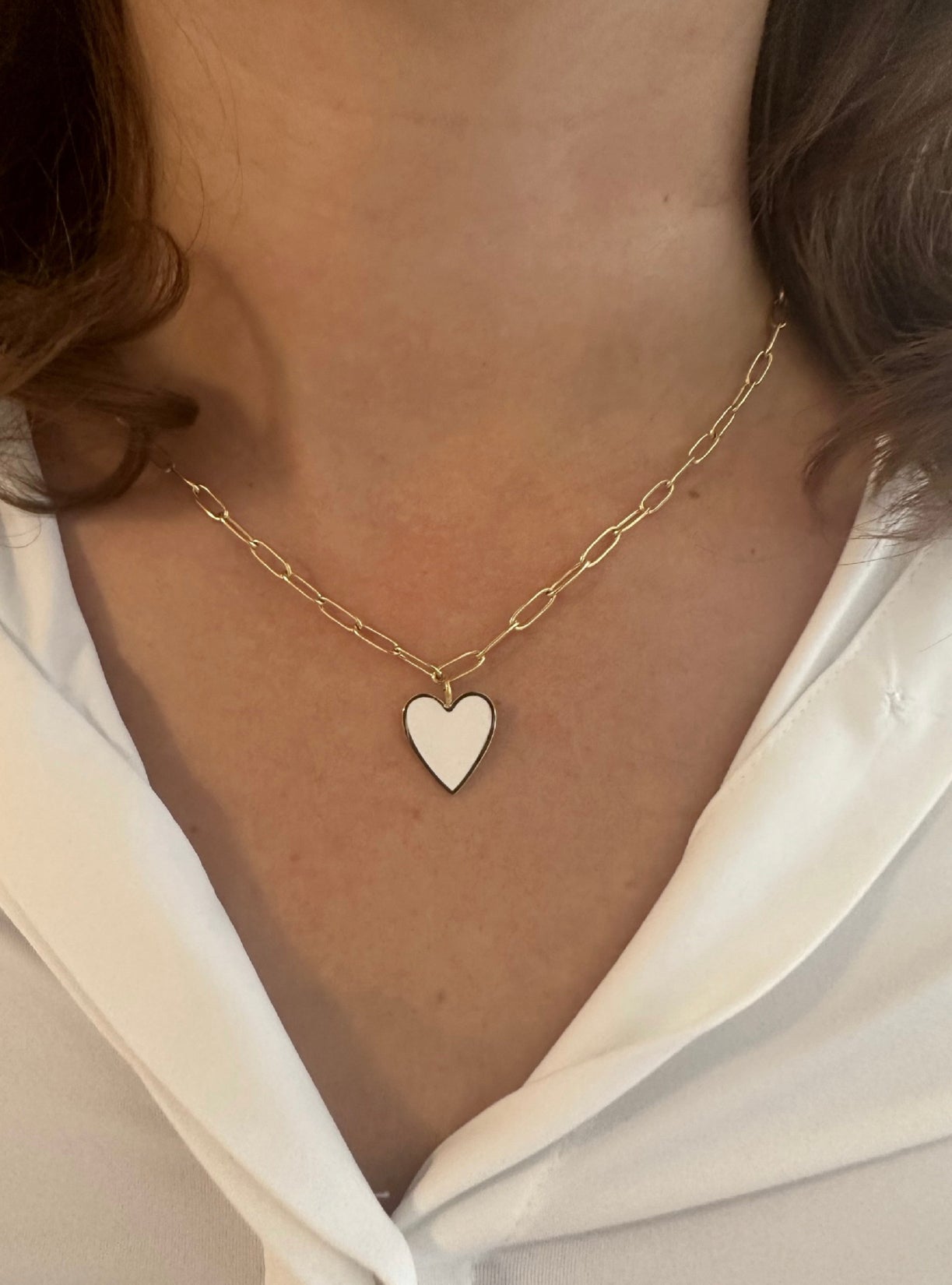 White Heart Necklace