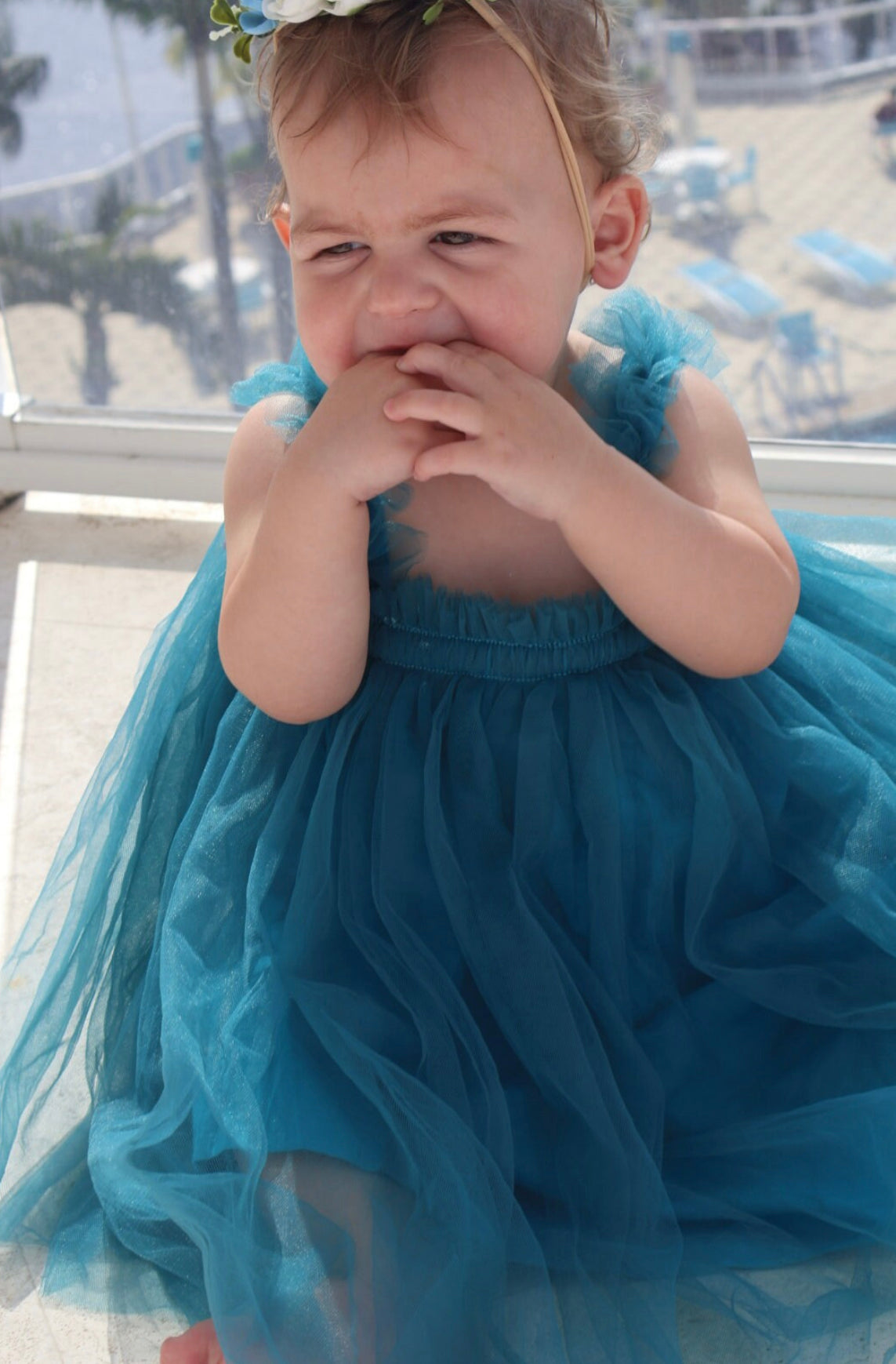110 - Plain Dark Blue Girl Tulle Dress