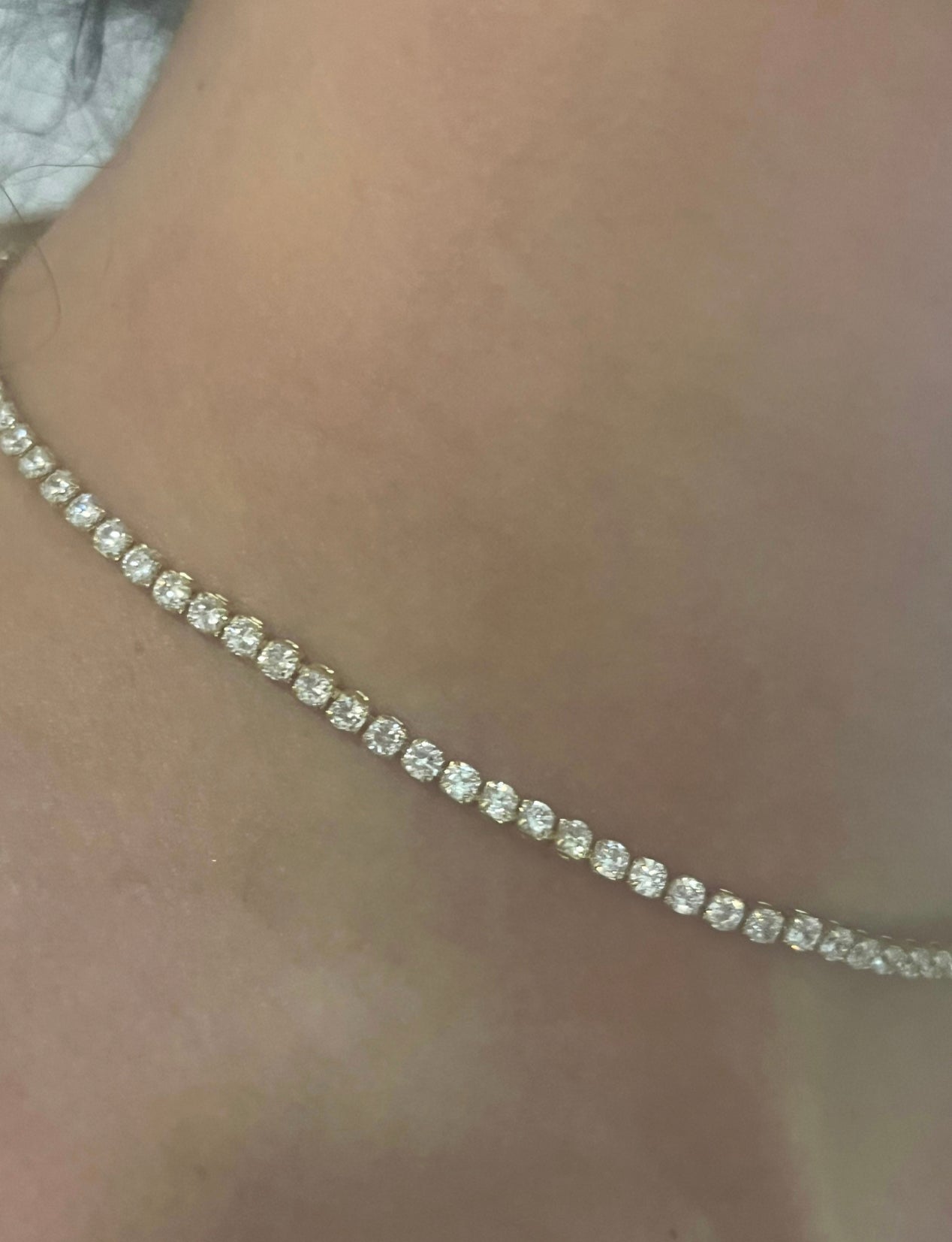 White Tennis Necklace Zirconia Stones