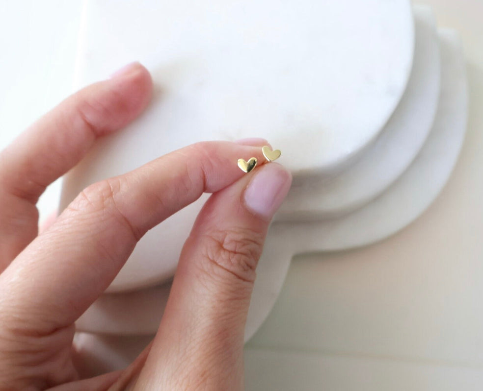 Tiny Gold Heart Earrings