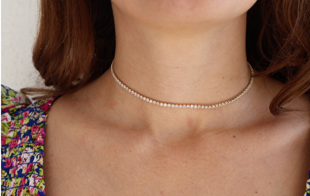 White Tennis Necklace Zirconia Stones
