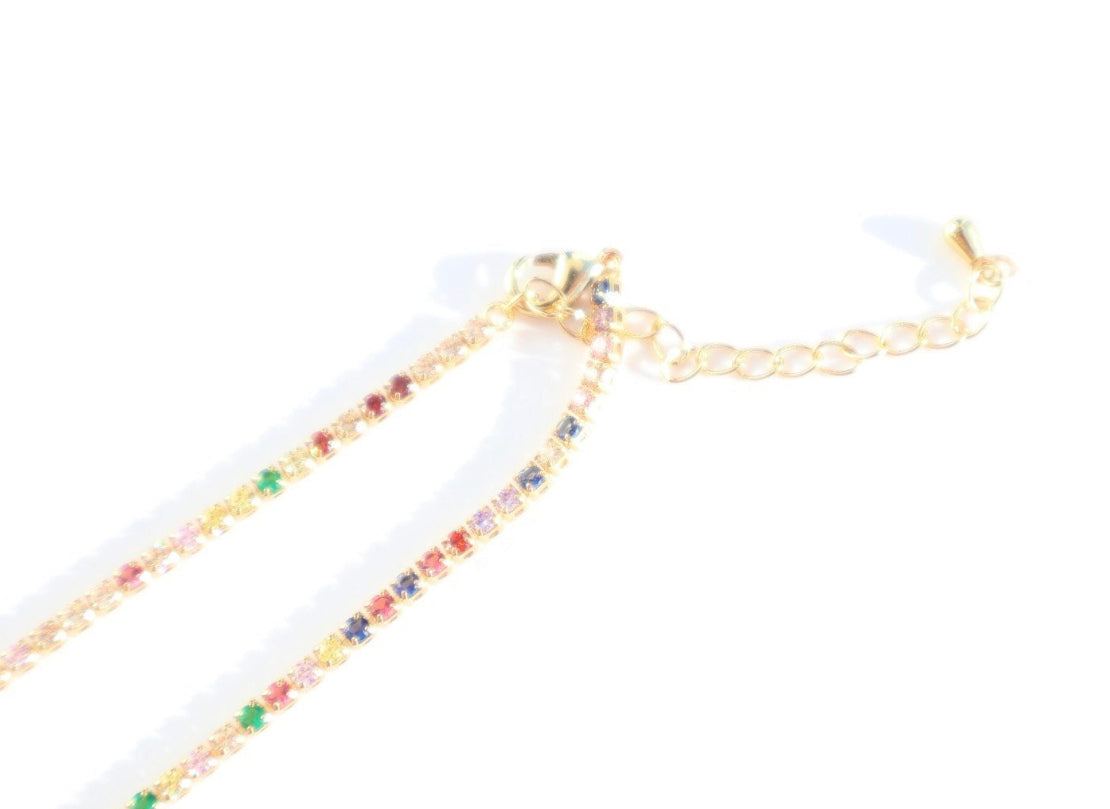 Multicolor Tennis Necklace Zirconia Stones