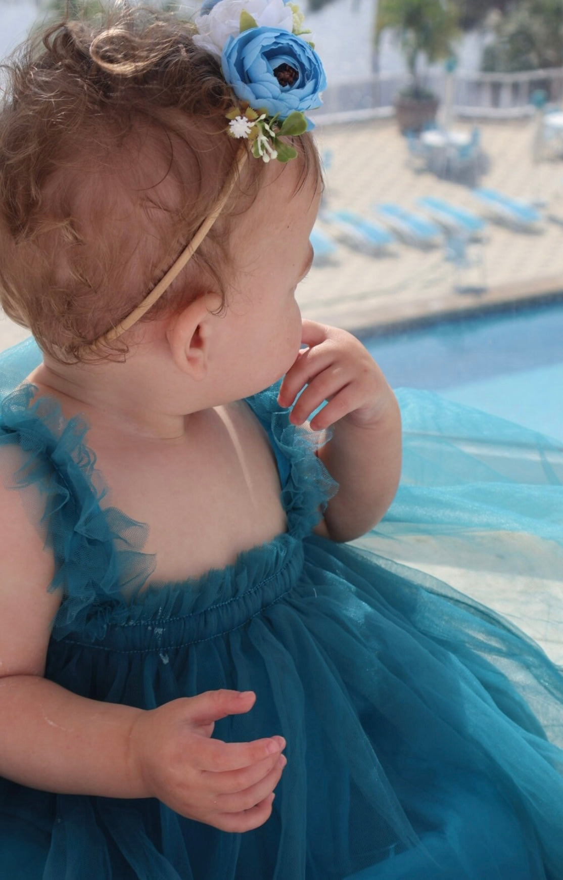 110 - Plain Dark Blue Girl Tulle Dress