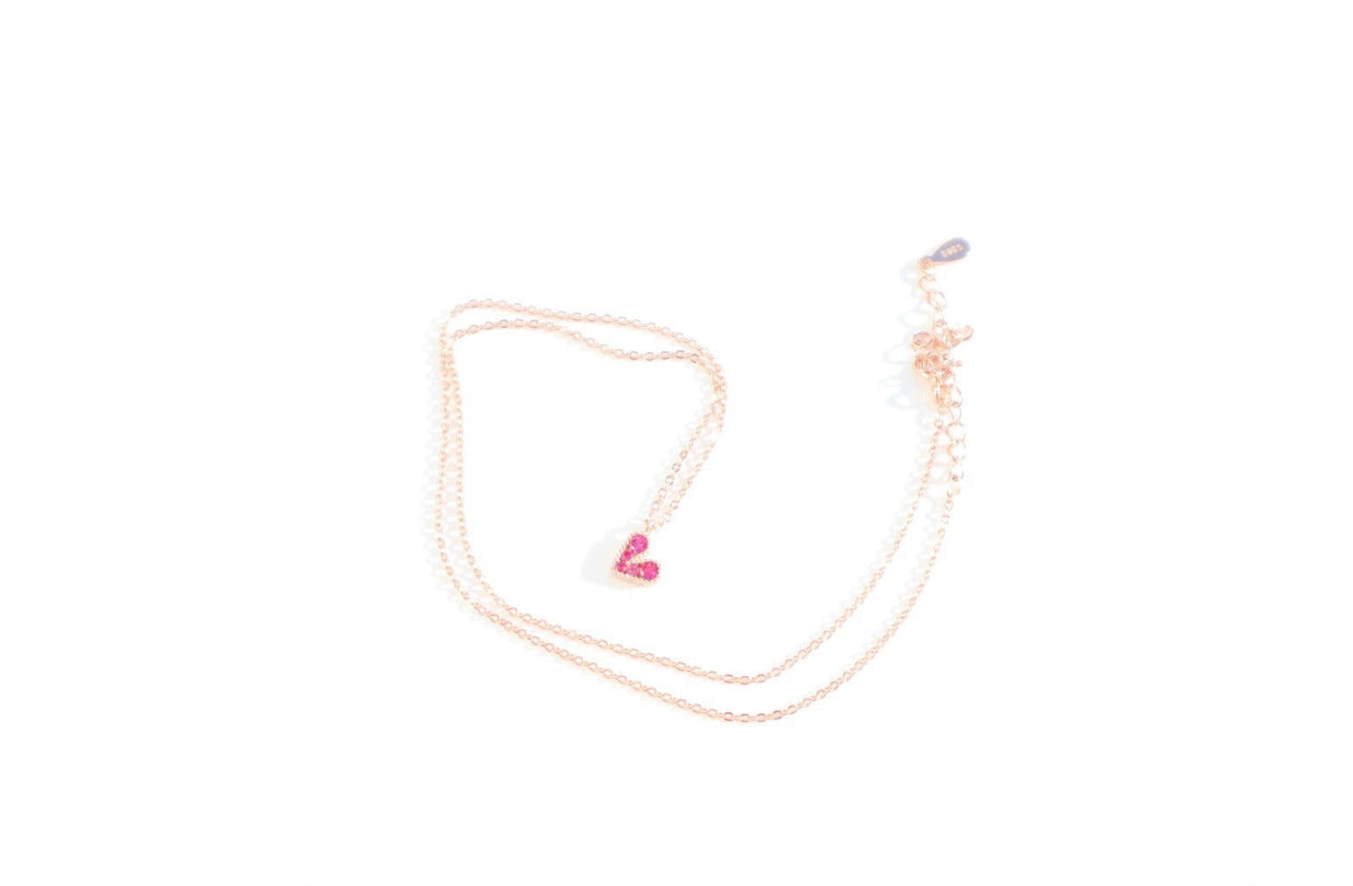 Cubic Zircon Heart necklace Rose Gold