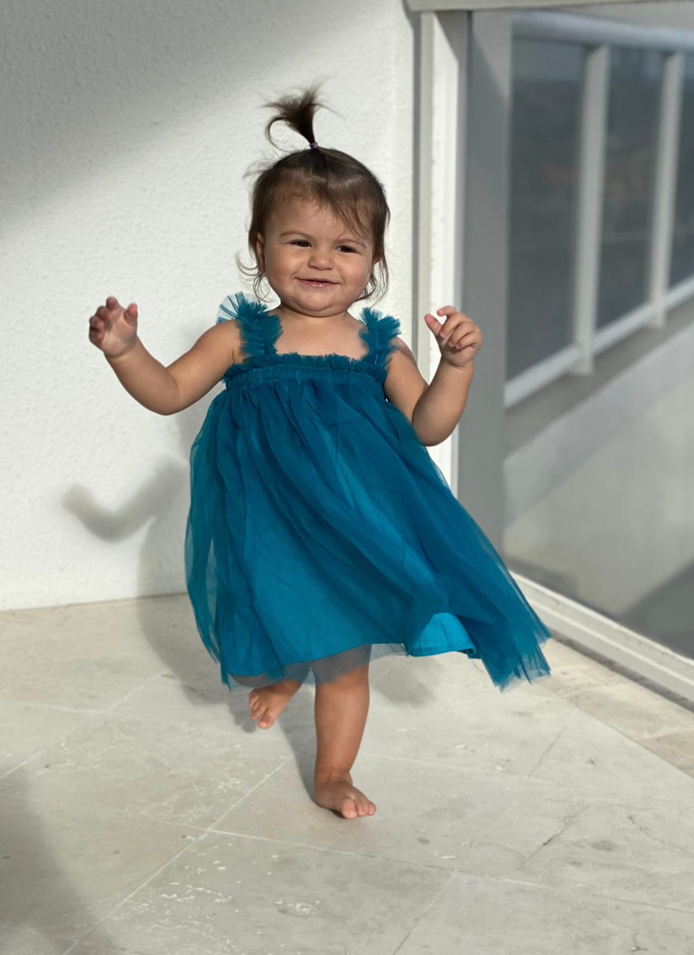 110 - Plain Dark Blue Girl Tulle Dress
