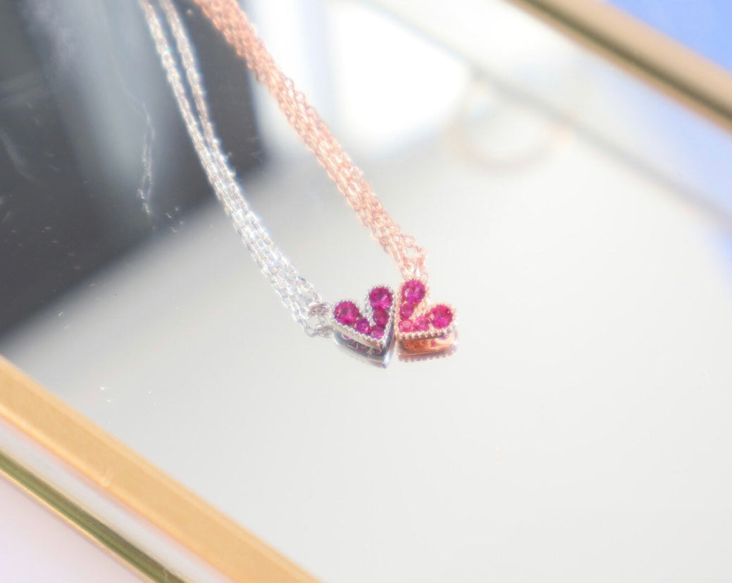 Cubic Zircon Heart necklace Rose Gold