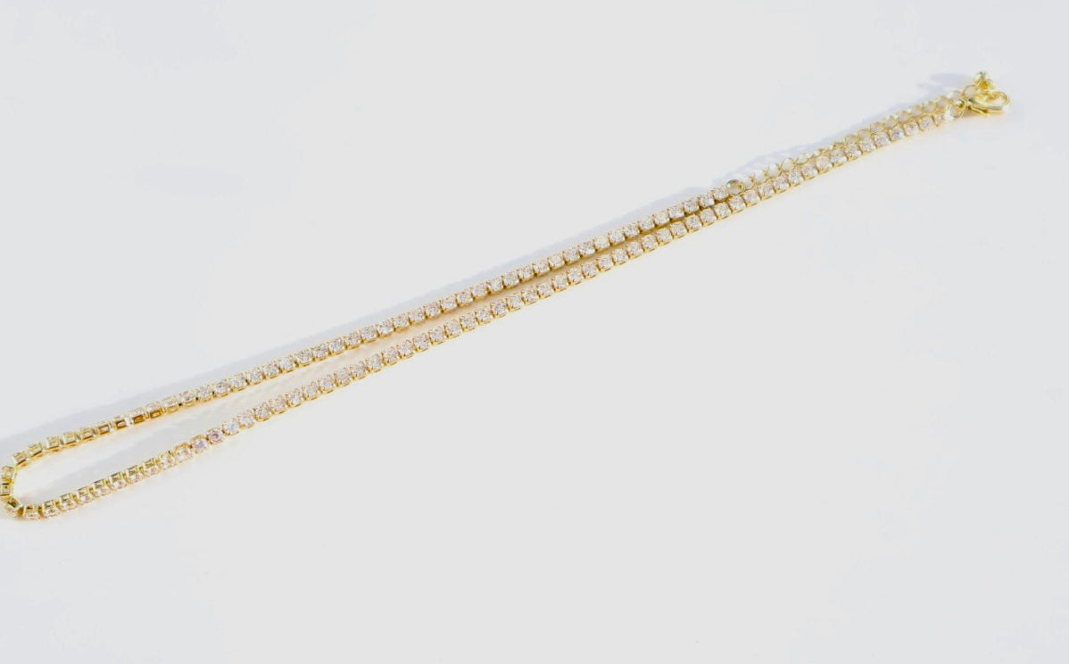 White Tennis Necklace Zirconia Stones