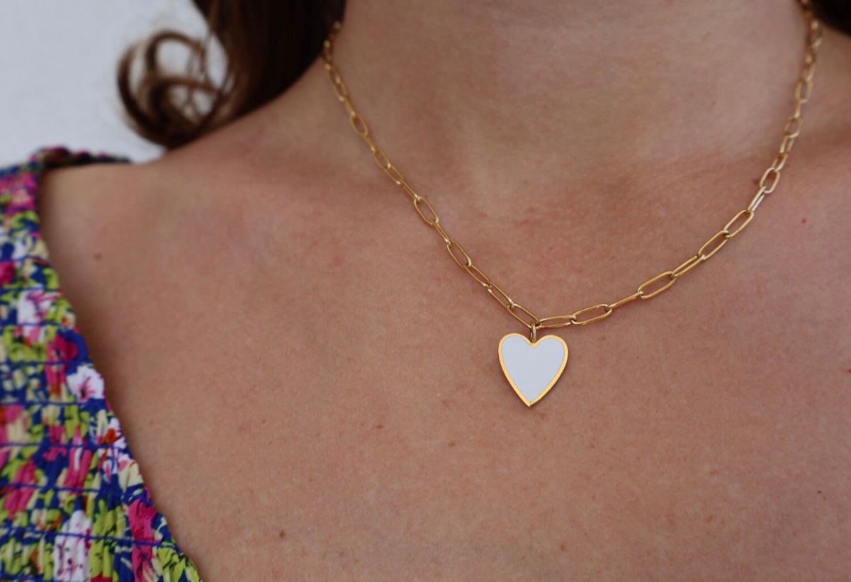 White Heart Necklace