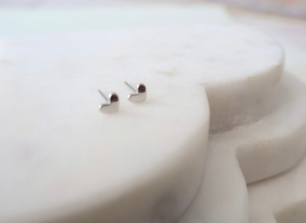 Tiny Silver Heart Earrings