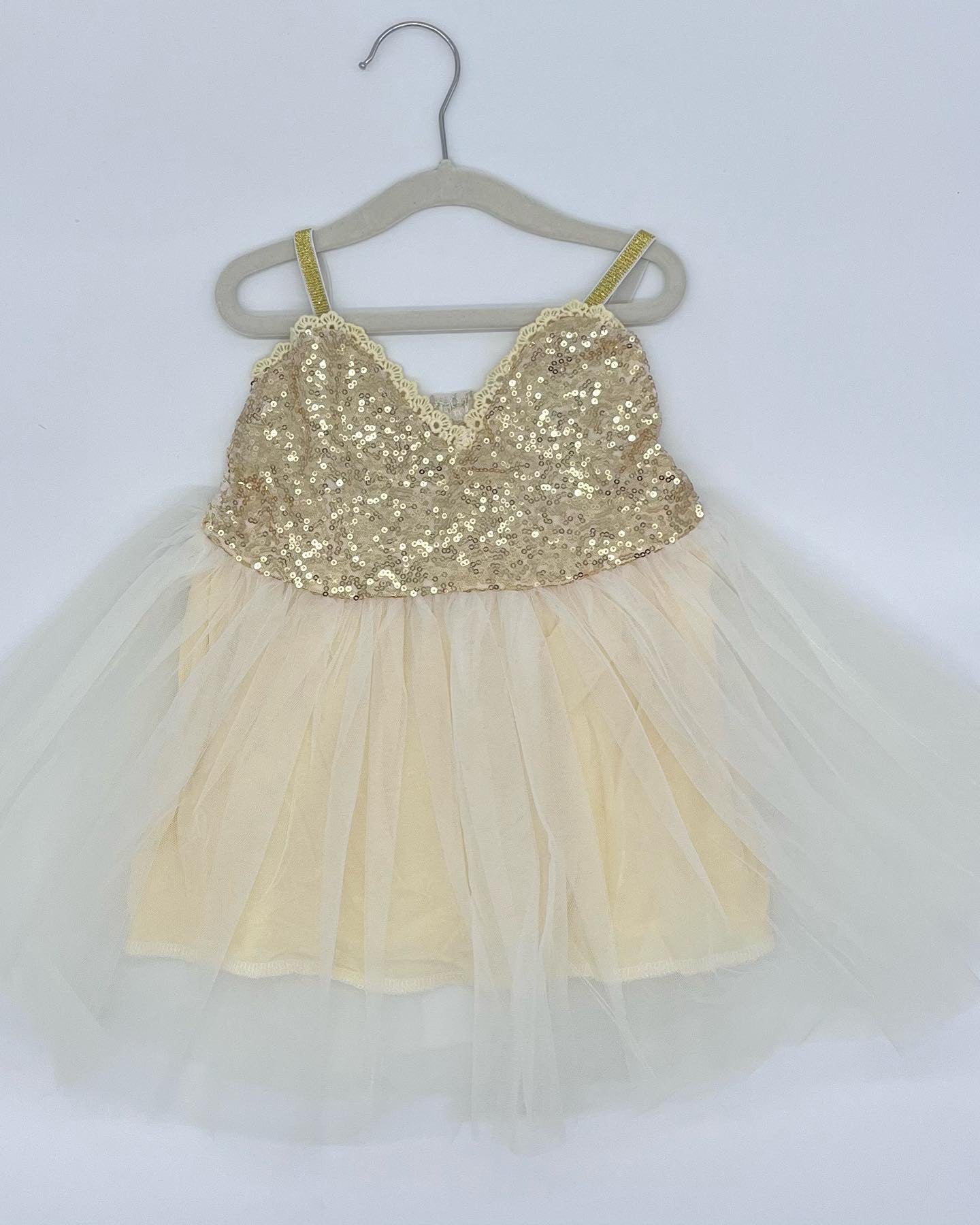 44 - Sequins and Tulle Gold Dress