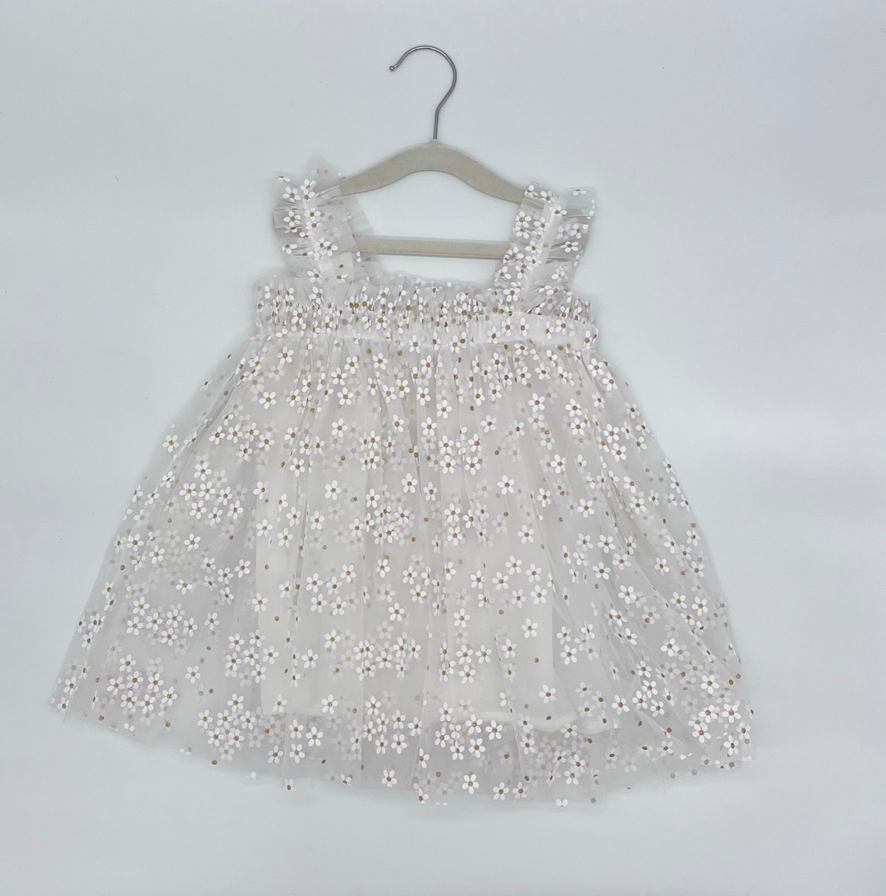 07 - White Tulle Dress with Golden Daisies