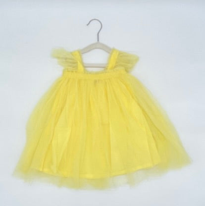 106 - Yellow Dress with Ruffle Sleeves