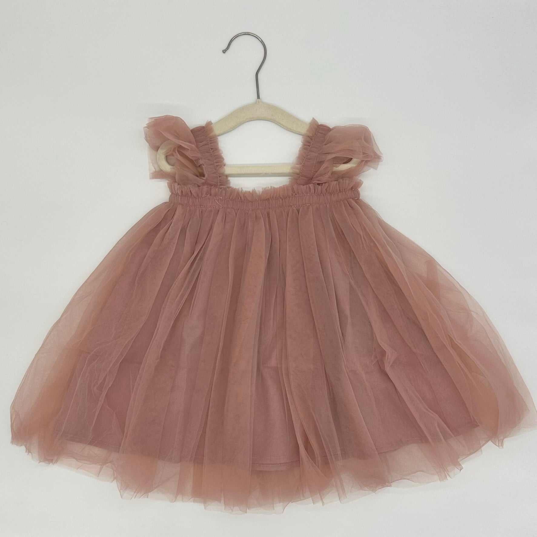 102 - Plain Mauve Ruffle Princess Tulle Dress