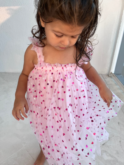 36 - Valentine's Heart Pink Baby Dress
