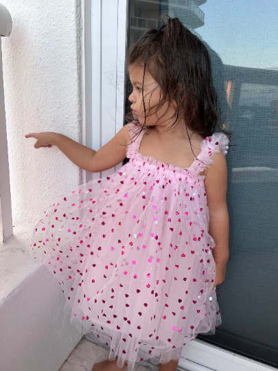 36 - Valentine's Heart Pink Baby Dress