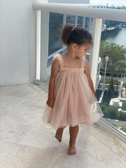 108 - Plain Champagne Baby Birthday Dress