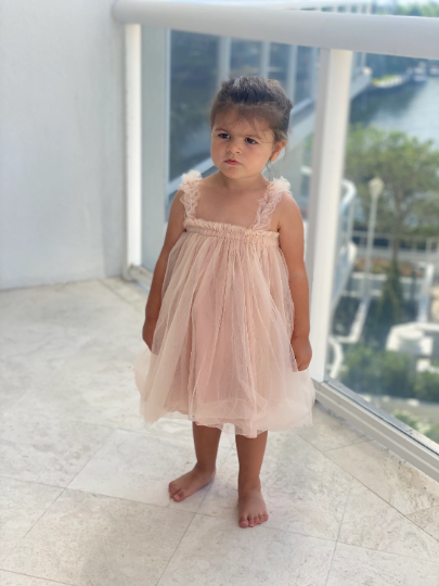108 - Plain Champagne Baby Birthday Dress