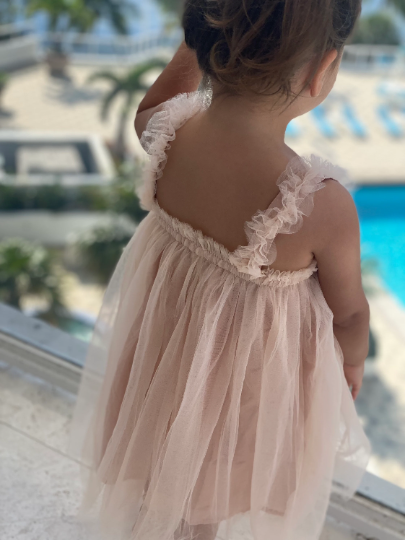 108 - Plain Champagne Baby Birthday Dress