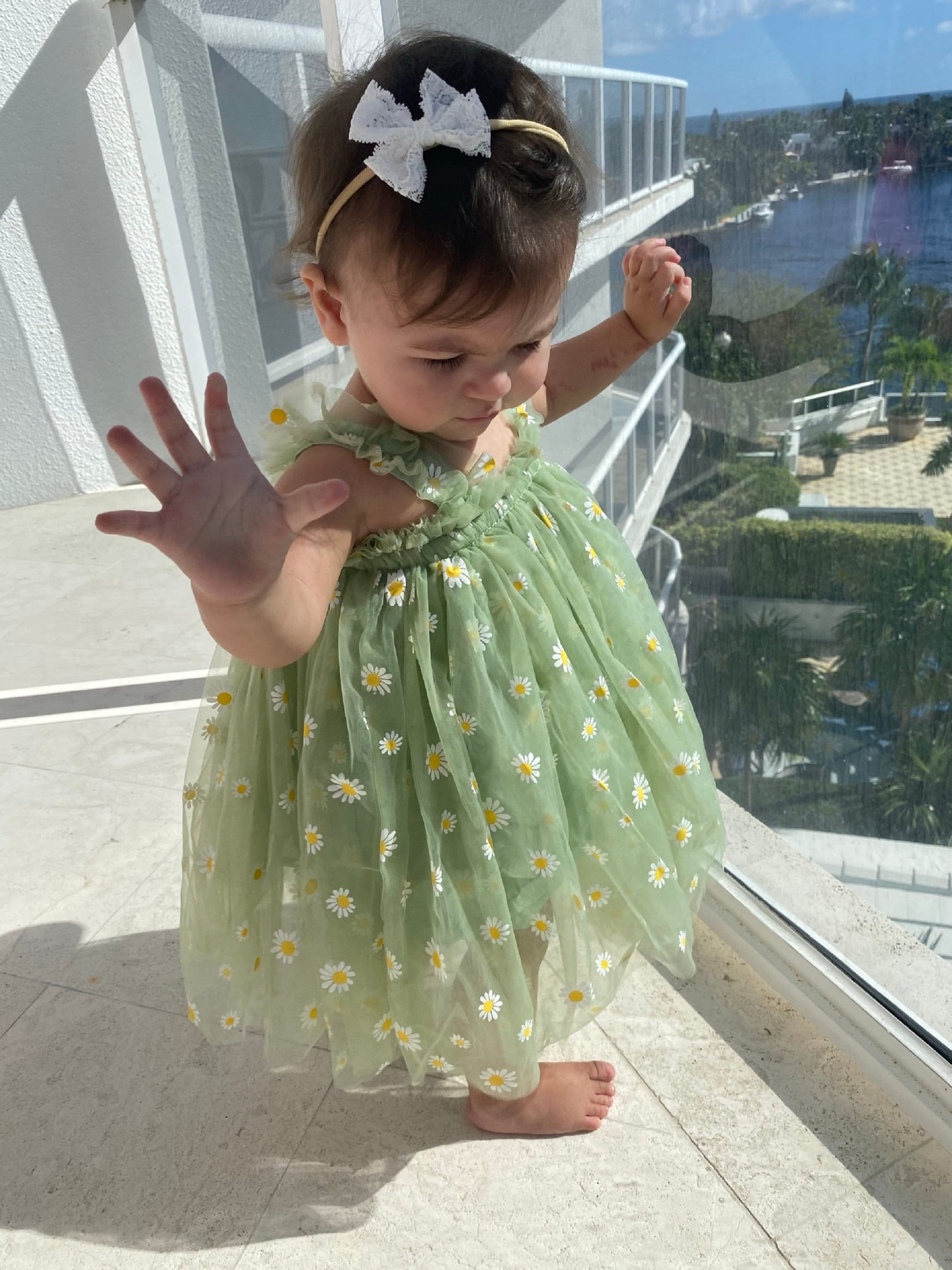 11 - Green Daisy Tulle Dress
