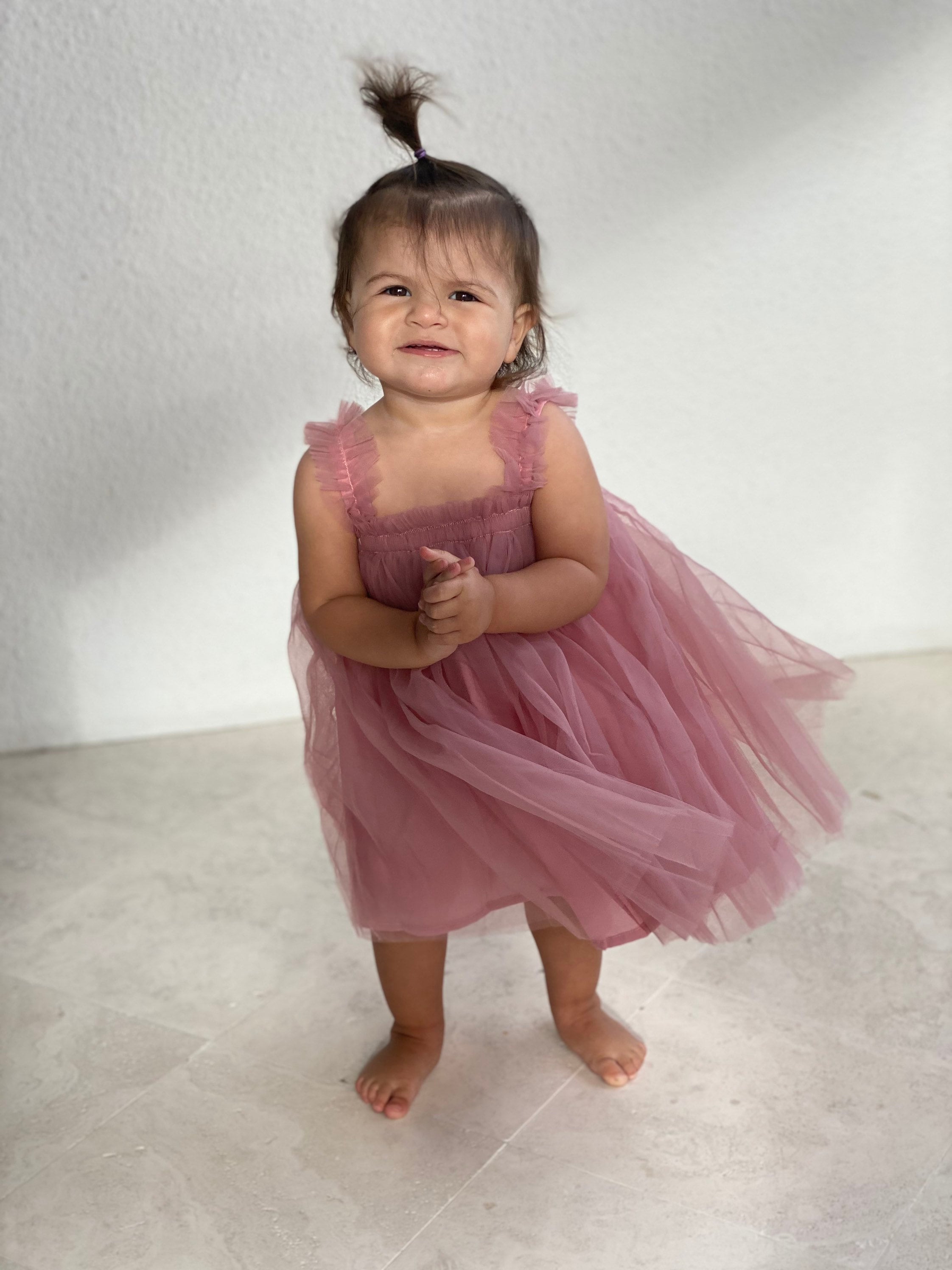 112 - Plain Dusty Pink Tulle Birthday Dress