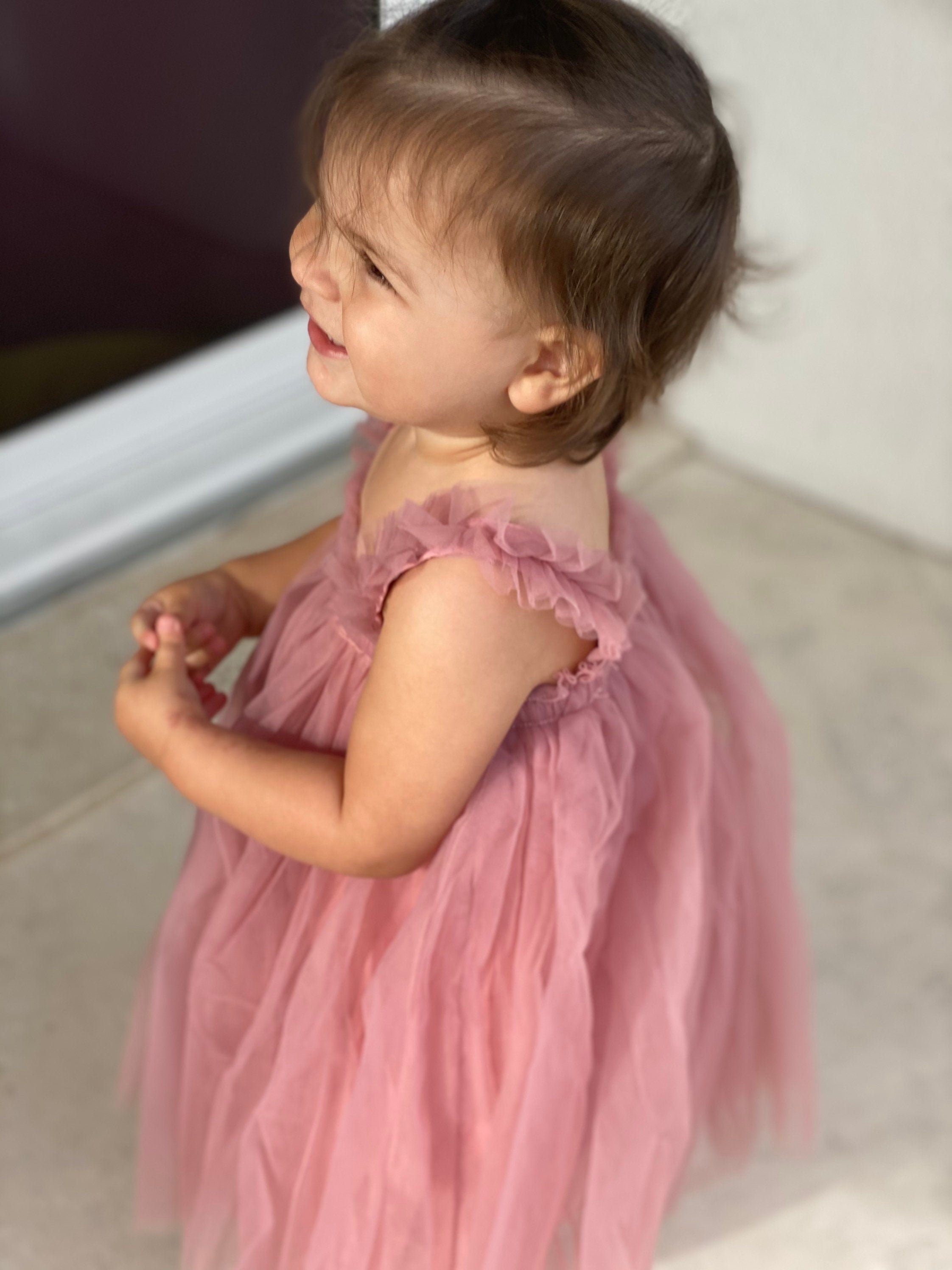 112 - Plain Dusty Pink Tulle Birthday Dress
