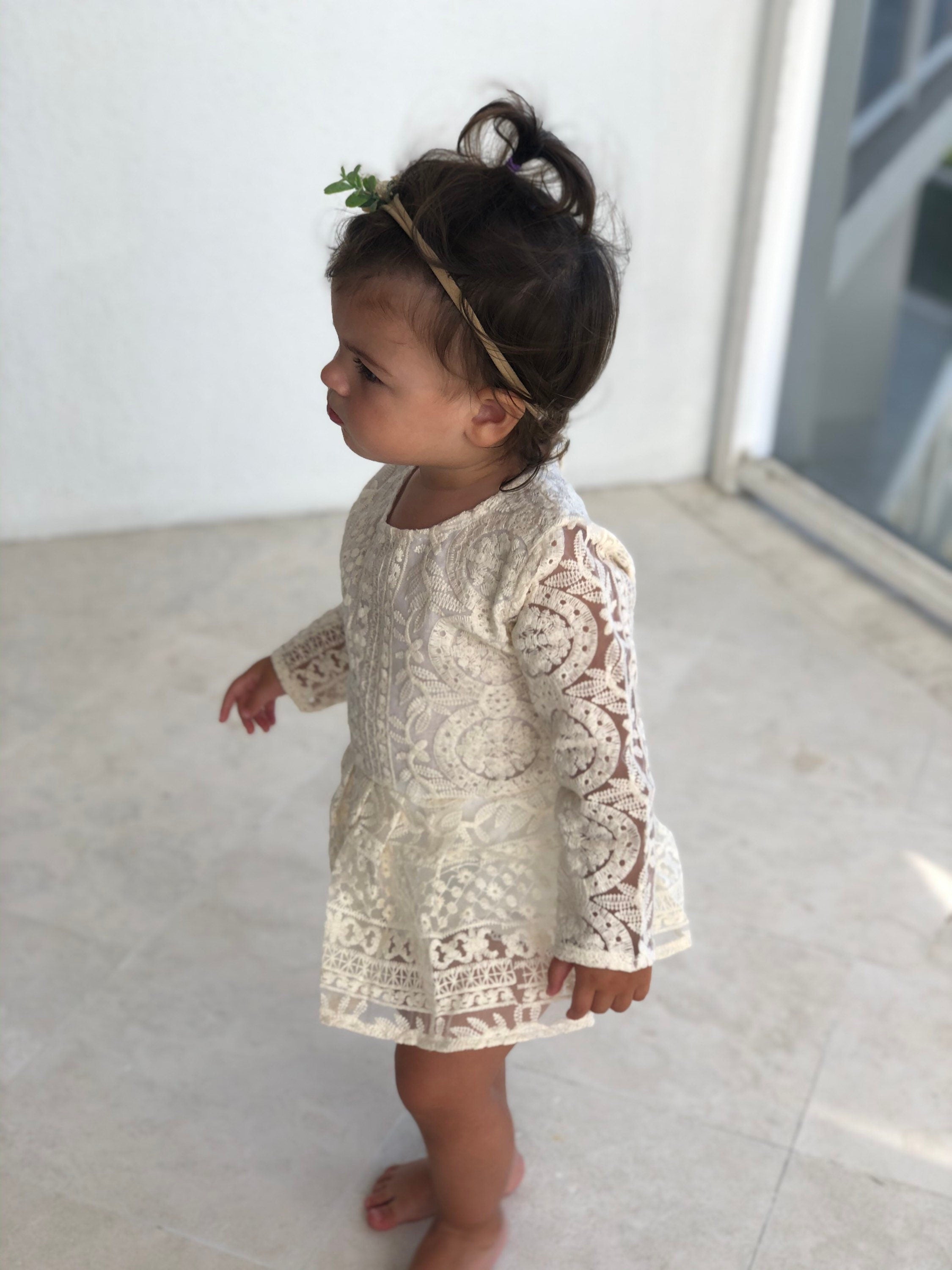 28 - Cream Lace Baby Romper