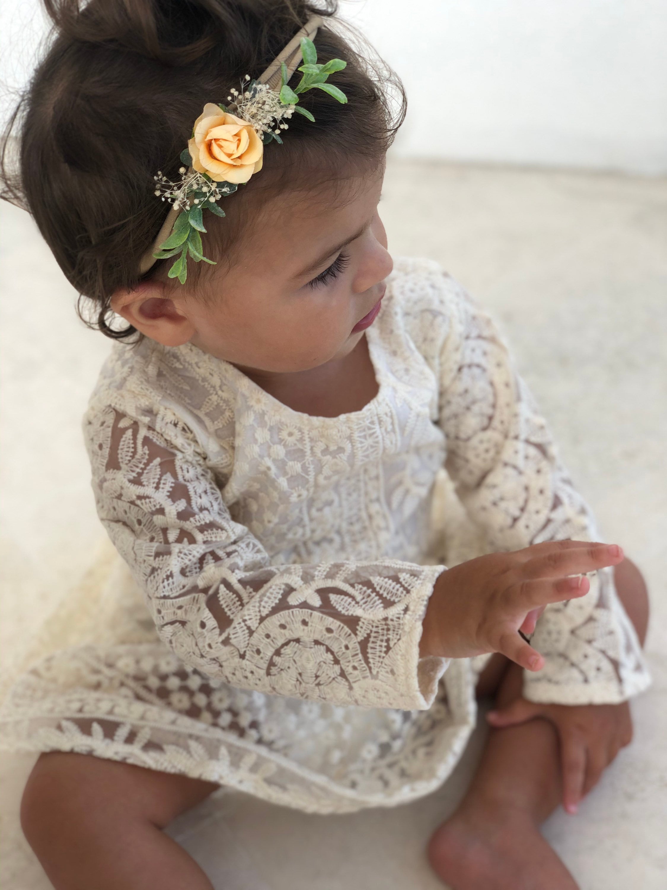 28 - Cream Lace Baby Romper