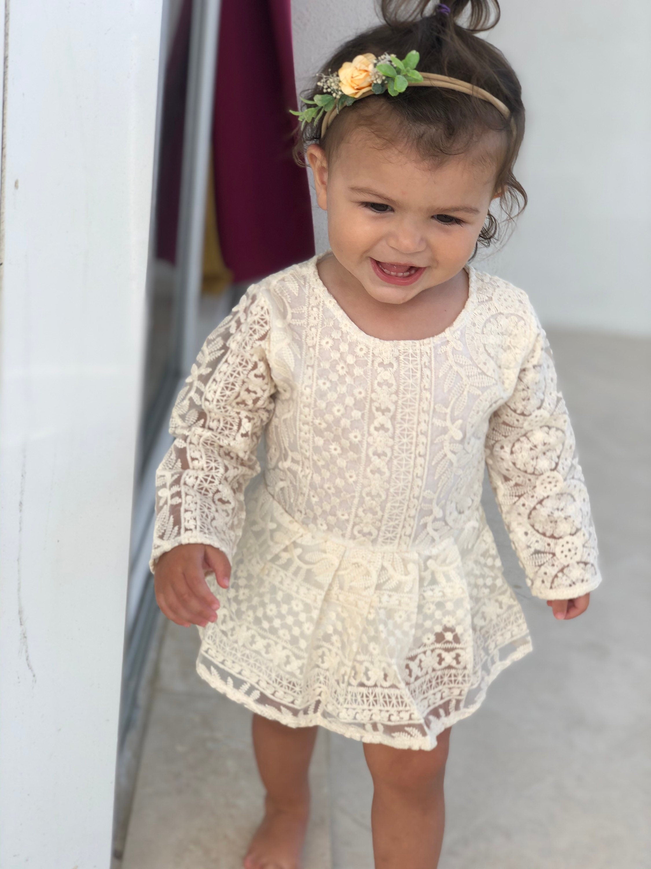 28 - Cream Lace Baby Romper
